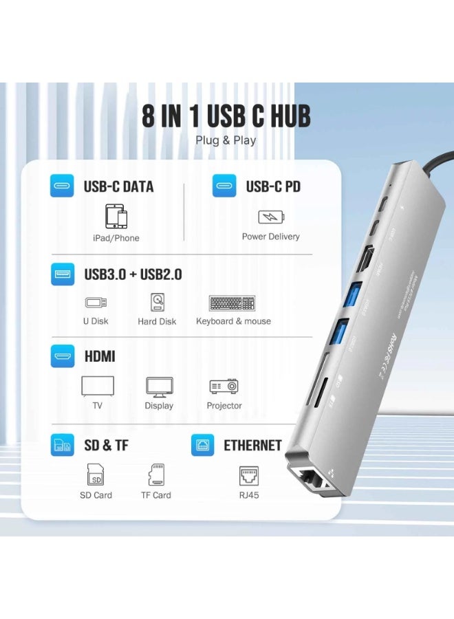 Lemorele TC19L 8-in-1 USB-C Docking Station - 4K HDMI, 60W PD Charging, High Speed Data Transfer - Image 5